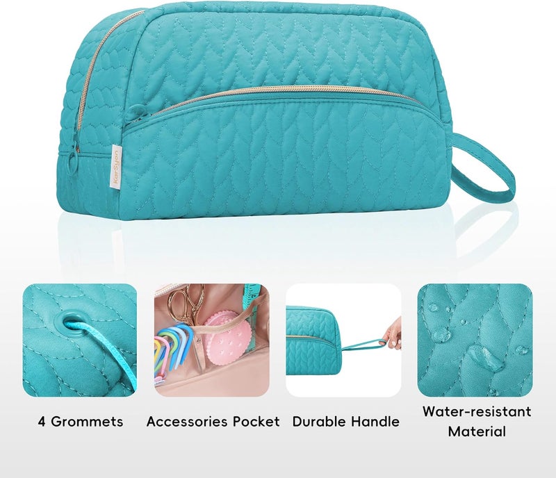 KarSyon Crochet Yarn Bag Knitting Bag Storage for Crocheting Accessories Crochet Hook Case Organizer Gift for Crochet Lovers (Teal), K3201 - Image 4